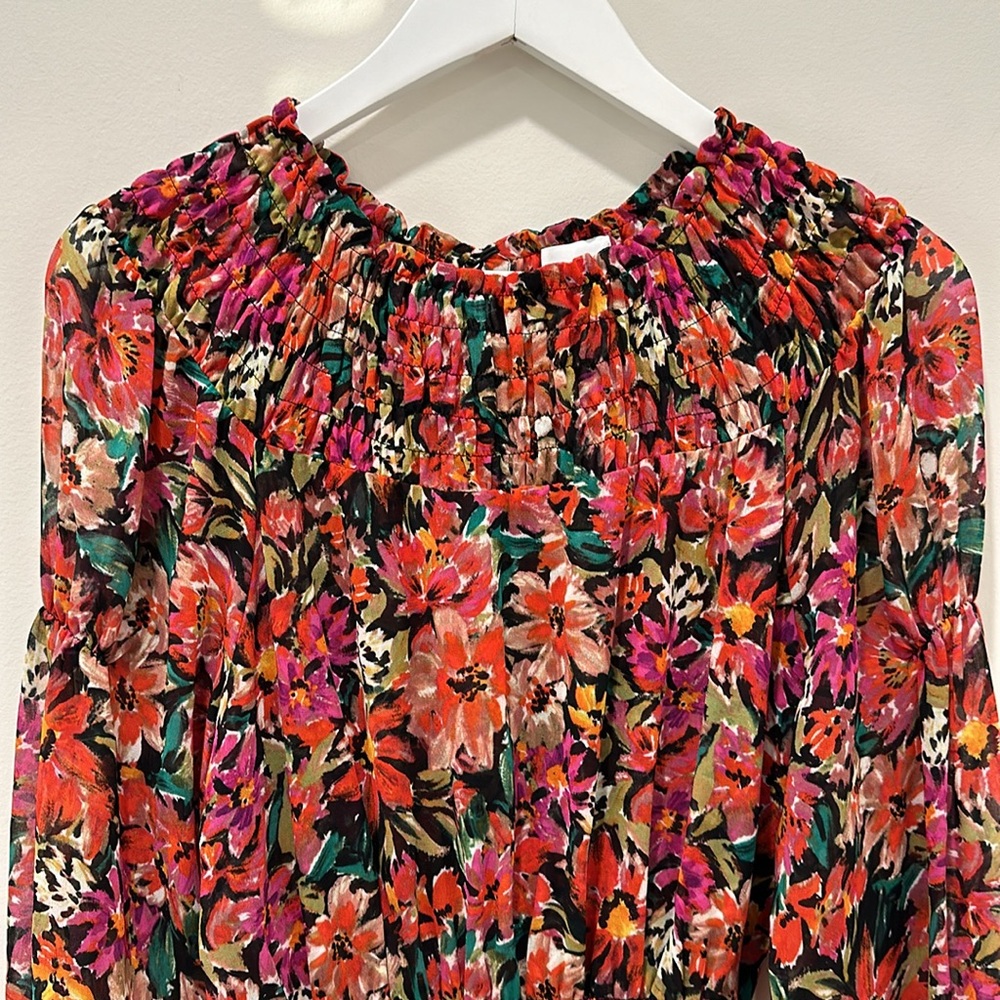 Misa Women's Marin Floral Long Sleeve Mini Dress Size Small Revolve Red Black - Picture 6 of 13